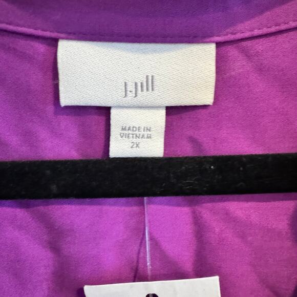 New J. Jill Top Purple Collared Button Front Long Sleeve Sz 2X Women's - Picture 3 of 6